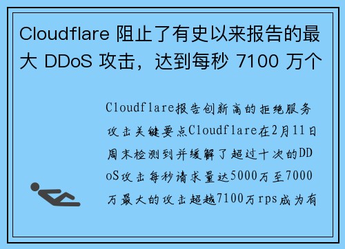Cloudflare 阻止了有史以来报告的最大 DDoS 攻击，达到每秒 7100 万个请求 媒体