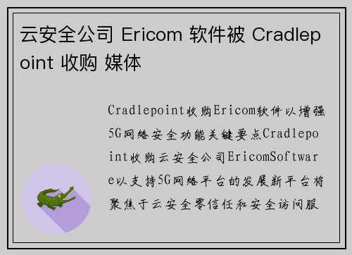 云安全公司 Ericom 软件被 Cradlepoint 收购 媒体